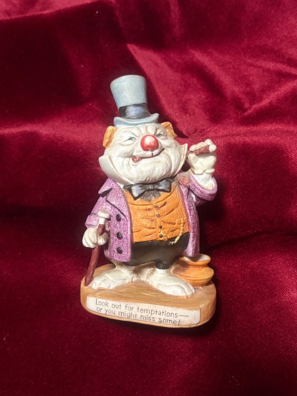 Vintage Anthropomorphic Pig Figurine with Quote